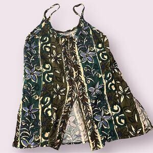 Vintage Rhythms rayon Floral Patterned button front Cami Medium M art to wear